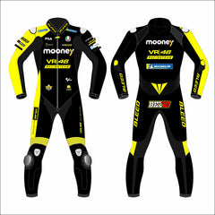 Marco Bezzecchi VR46 Mooney 2022 MotoGP leather racing suit front view
