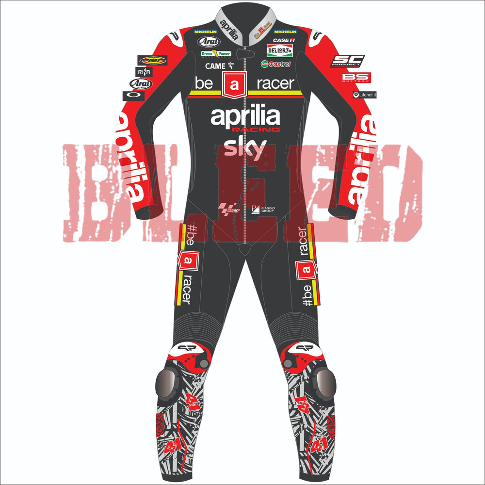 Aleix Espargaro Aprilia British GP 2024 MotoGP leather racing suit back view