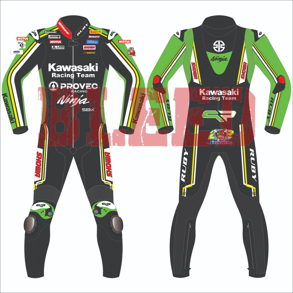Alex Lowes Kawasaki Ninja 2024 WSBK leather racing suit front view