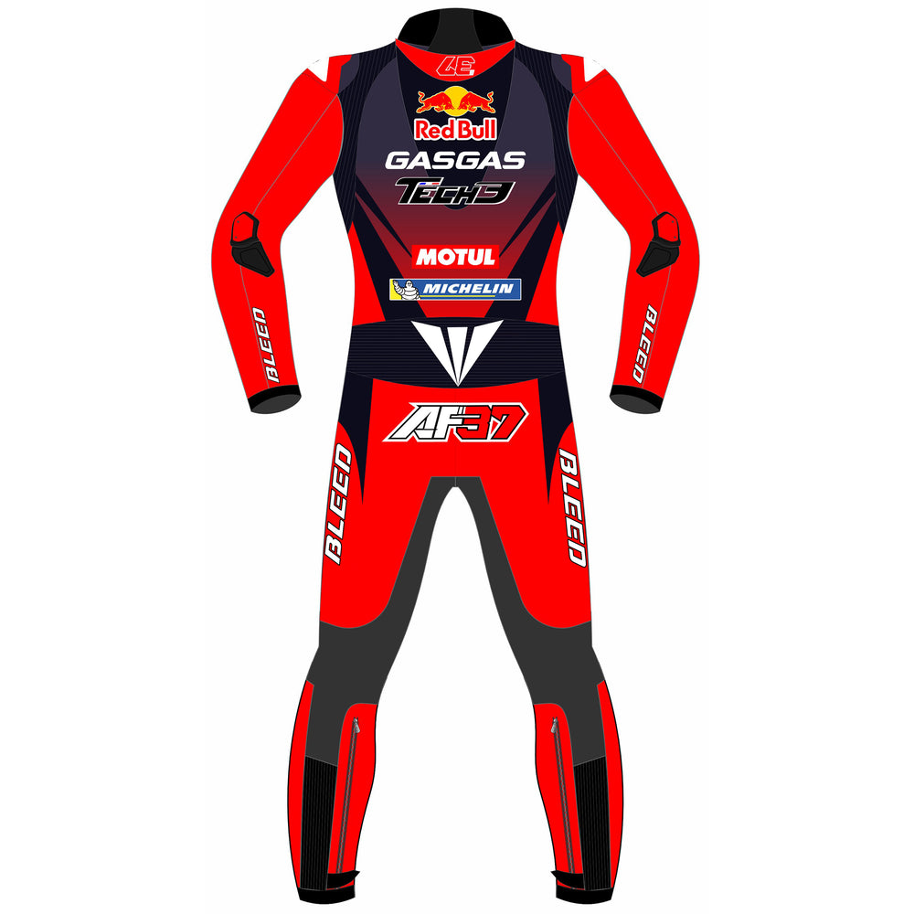 Augusto Fernandez Red Bull GasGas Tech3 2024 MotoGP leather racing suit detail view