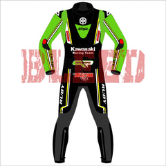 Axel Bassani Kawasaki Ninja 2024 WSBK leather racing suit detail view