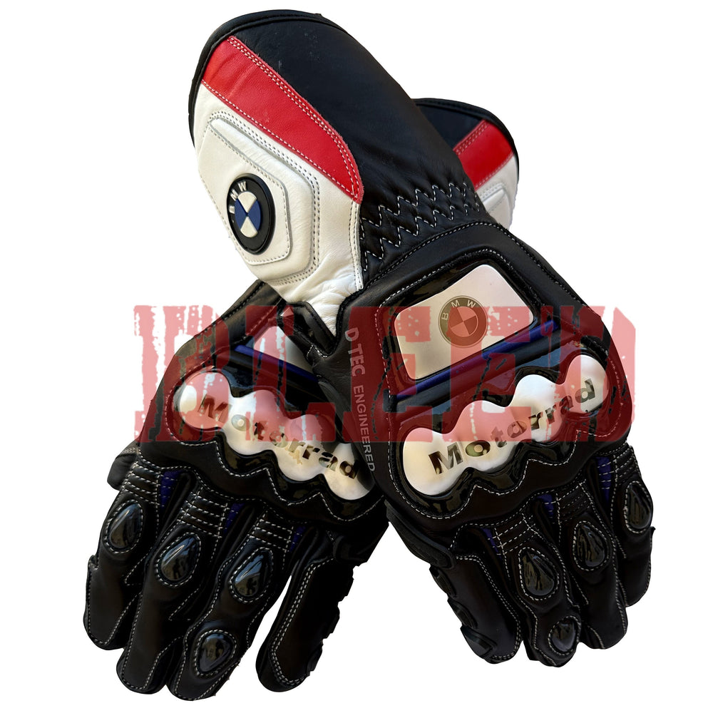 BMW Motorrad men motorcycle leather racing gloves back view