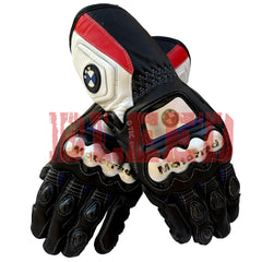 BMW Motorrad men motorcycle leather racing gloves back view