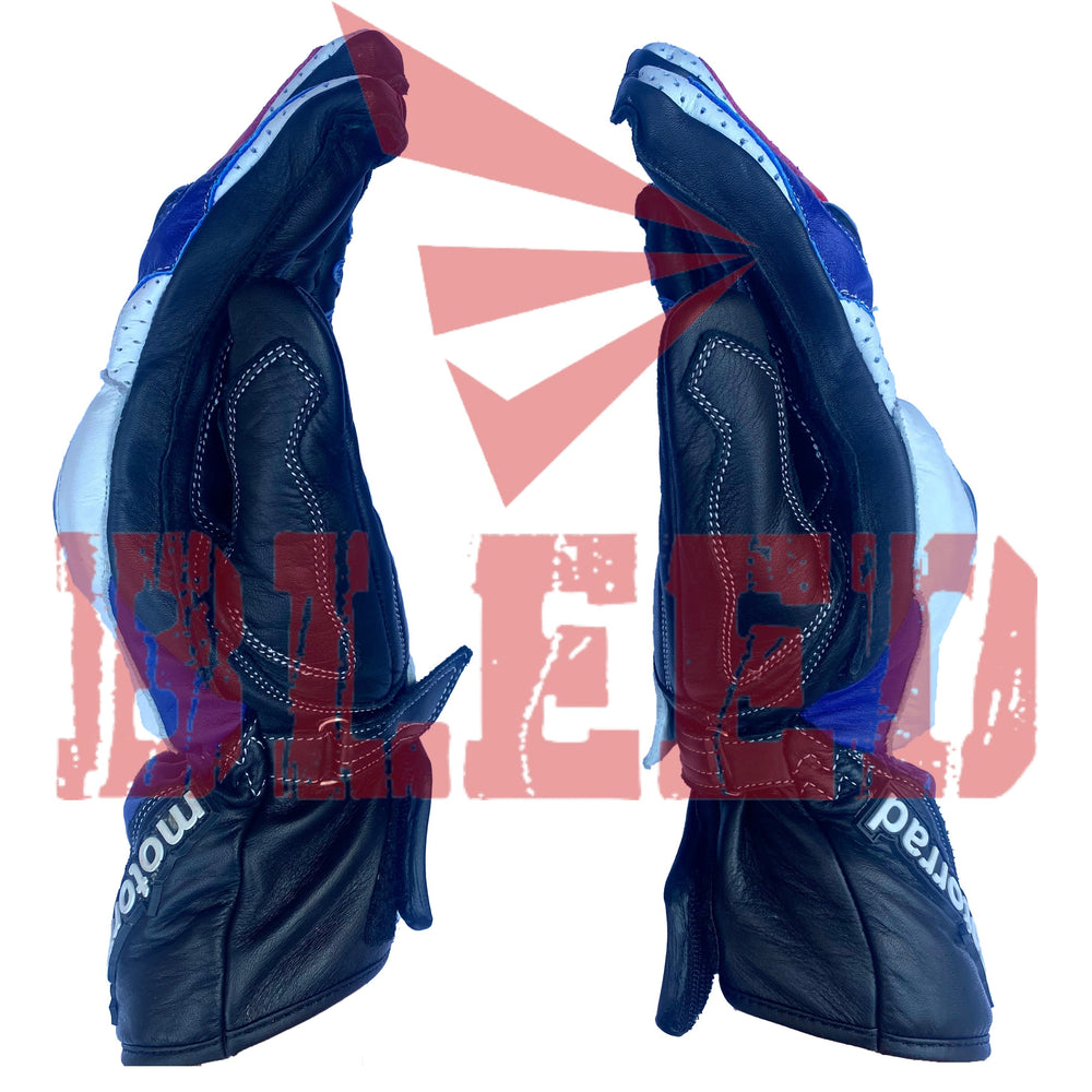 BMW Motorrad leather motorbike racing gloves back view