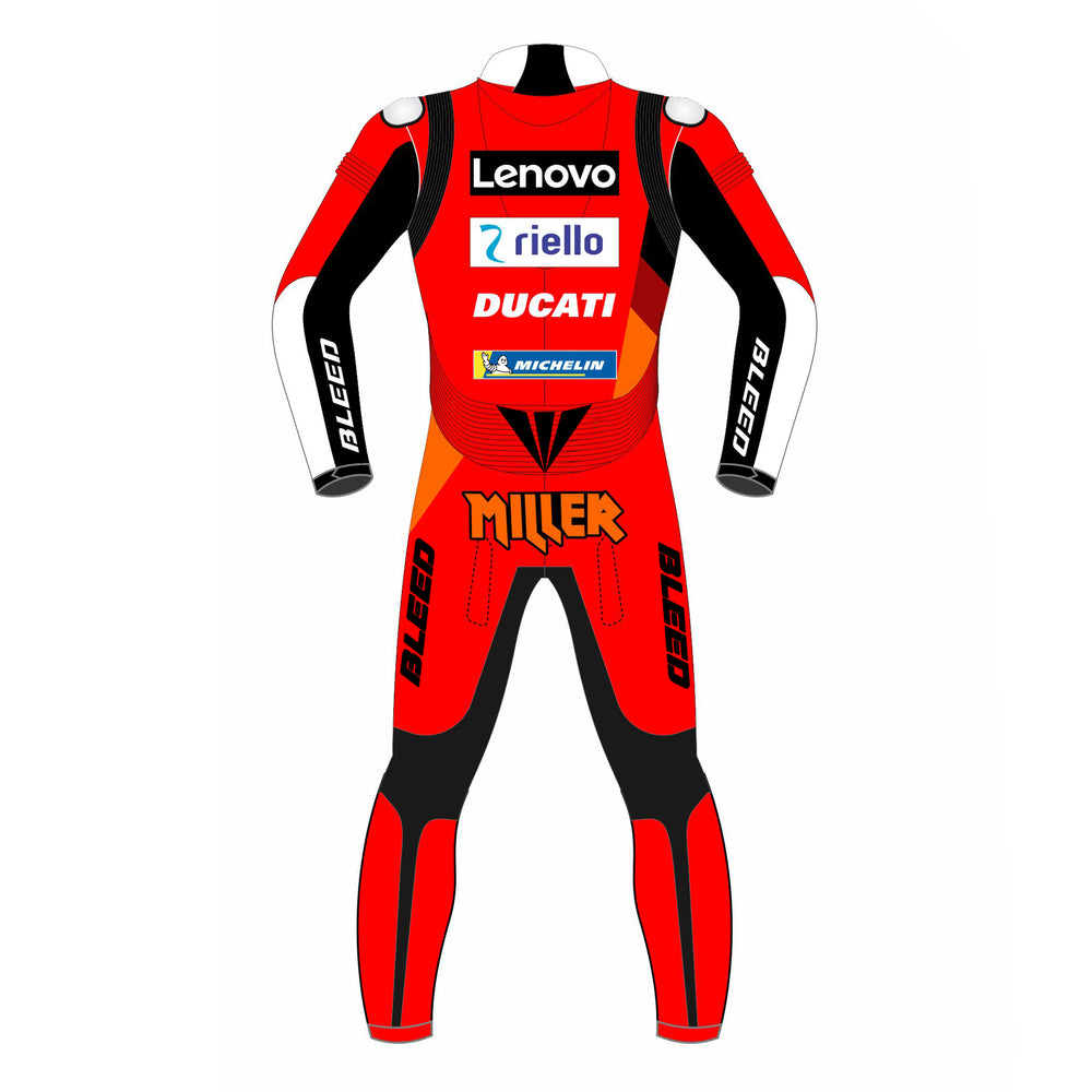 Jack Miller Ducati Lenovo 2021 MotoGP leather racing suit detail view