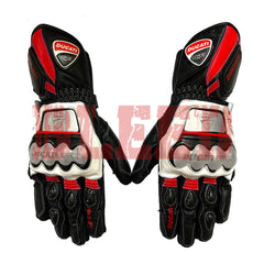 Ducati Corse C6 leather motorbike racing gloves front view