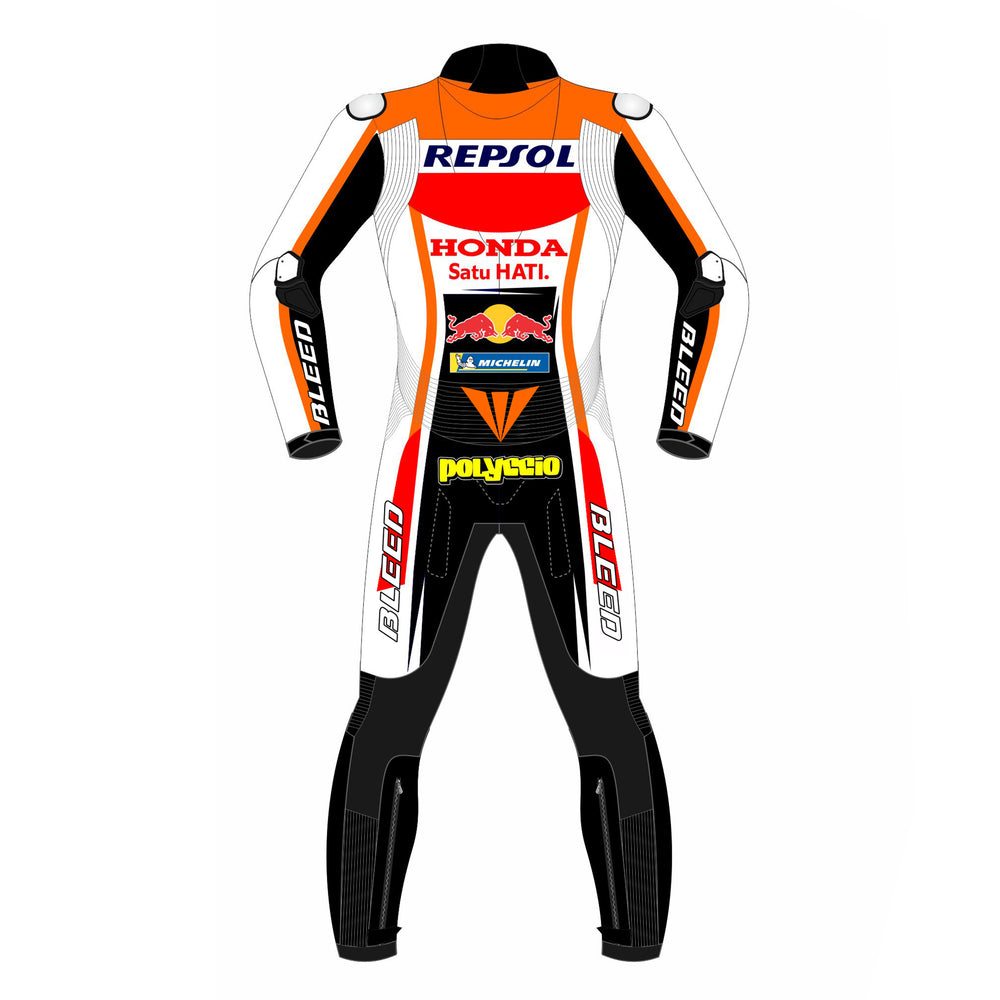 Pol Espargaro Repsol Honda 2021 MotoGP leather racing suit detail view