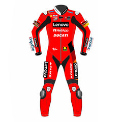 Francesco Bagnaia Ducati Lenovo 2021 MotoGP leather racing suit back view