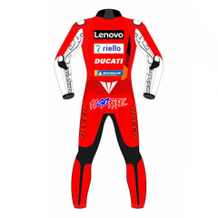Francesco Bagnaia Ducati Lenovo 2021 MotoGP leather racing suit detail view