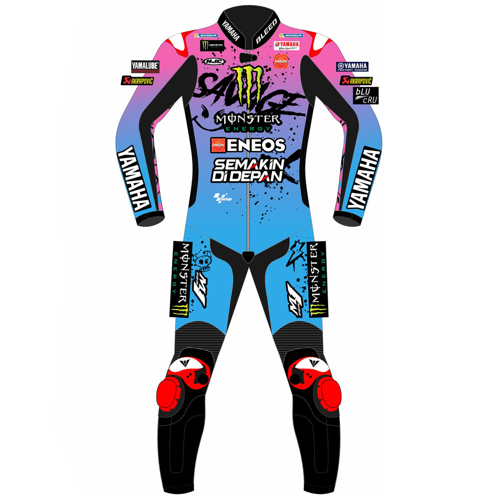 Fabio Quartararo Yamaha French GP 2024 MotoGP leather racing suit back view