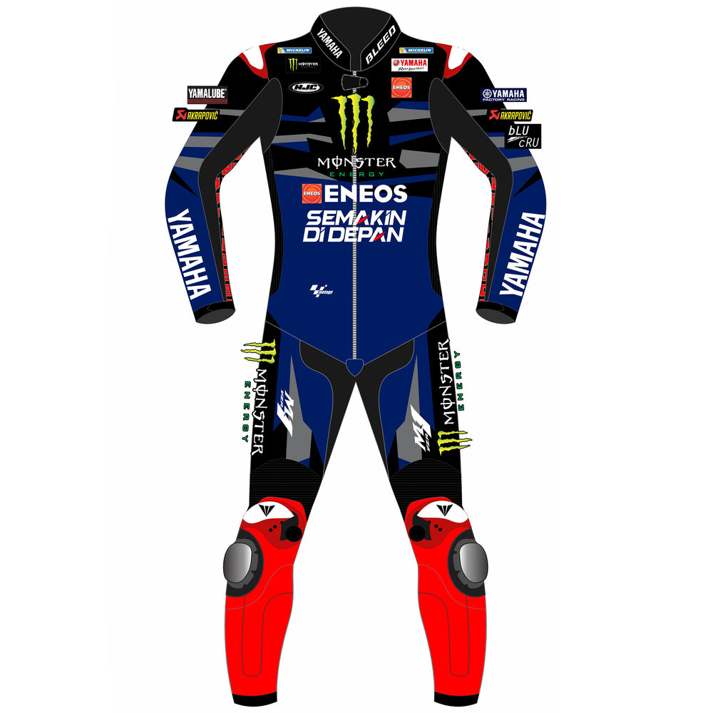 Fabio Quartararo Monster Energy Yamaha 2024 MotoGP leather racing suit back view