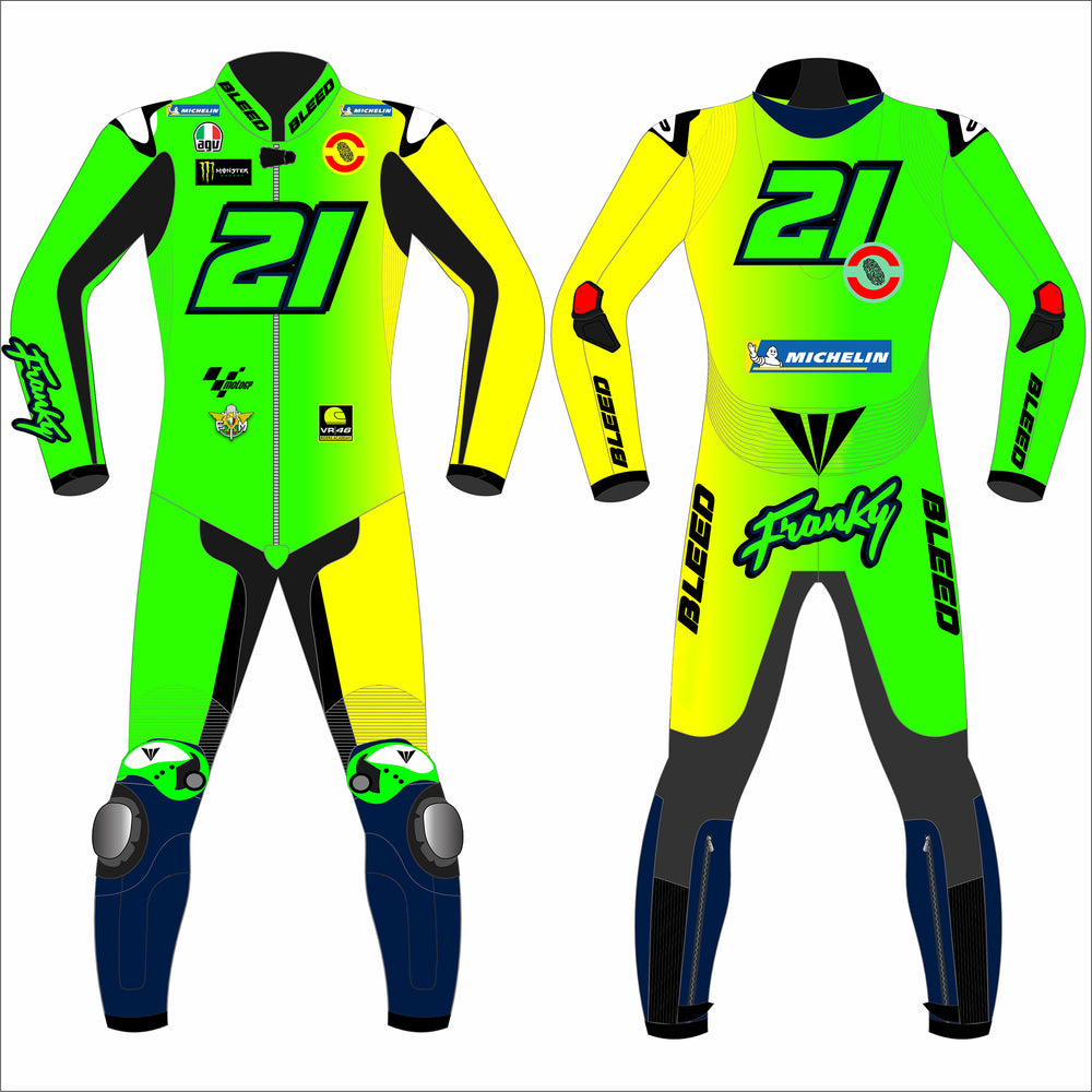 Franco Morbidelli Barcelona Winter Test 2025 MotoGP leather racing suit front view