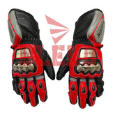 Aprilia RSV4 motorbike racing leather gloves pro series front view