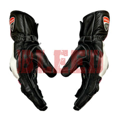 Ducati Corse C6 leather motorbike racing gloves detail view