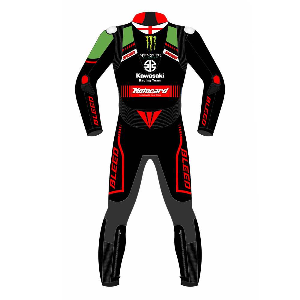 Jonathan Rea Kawasaki Ninja 2021 WSBK leather racing suit detail view
