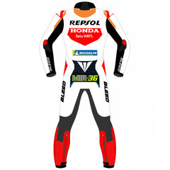 Joan Mir Honda Repsol 2024 MotoGP leather racing suit detail view