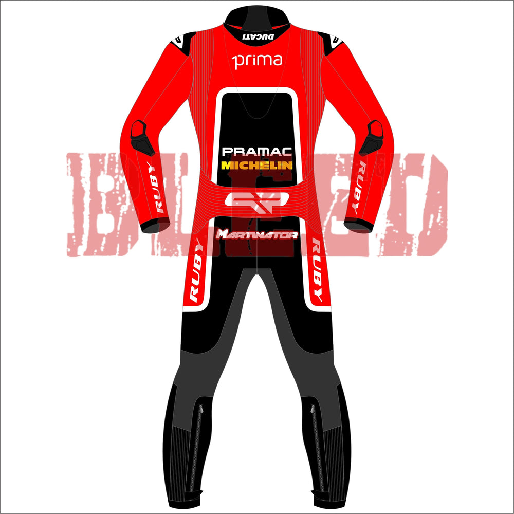 Jorge Martin Ducati Pramac British GP 2024 MotoGP leather racing suit detail view