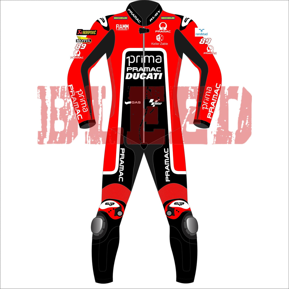 Jorge Martin Ducati Pramac British GP 2024 MotoGP leather racing suit back view