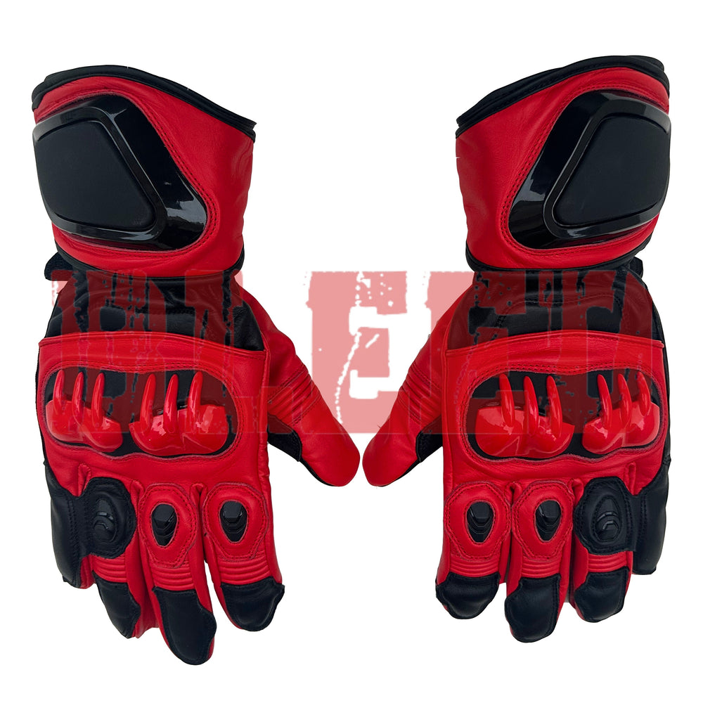 Jorge Martin Ducati Pramac 2024 MotoGP leather racing gloves front view