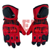 Jorge Martin Ducati Pramac 2024 MotoGP leather racing gloves front view