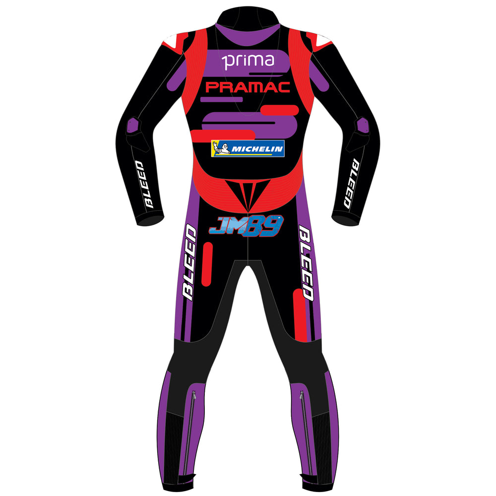 Jorge Martin Ducati Pramac 2024 MotoGP world champion leather racing suit detail view