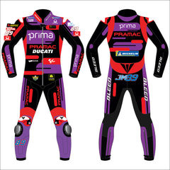 Jorge Martin Ducati Pramac 2024 MotoGP world champion leather racing suit front view