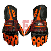 KTM Red Bull dirt bike leather racing gloves front view
