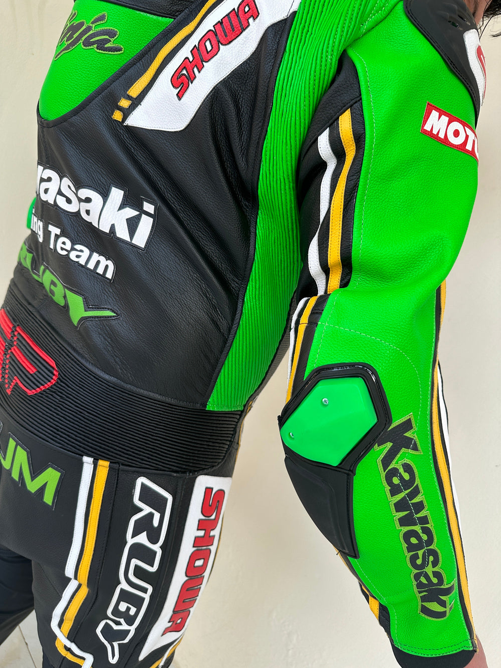 Kawasaki Ninja MotoGP leather racing suit detail view
