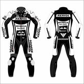 Marc Marquez Honda Winter Test 2023 MotoGP leather racing suit front view