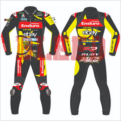 Marco Bezzecchi VR46 British GP 2024 MotoGP leather racing suit front view