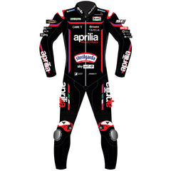 Marco Bezzecchi Aprilia Racing 2025 MotoGP leather racing suit back view