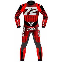 Marco Bezzecchi Aprilia Barcelona Winter Test 2025 MotoGP leather racing suit detail view
