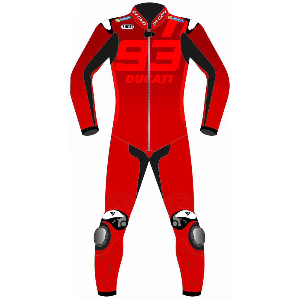 Marc Marquez Ducati Lenovo Barcelona Winter Test 2025 MotoGP leather racing suit back view