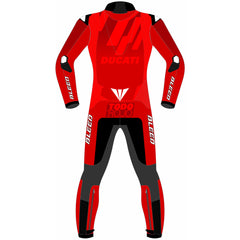 Marc Marquez Ducati Lenovo Barcelona Winter Test 2025 MotoGP leather racing suit detail view