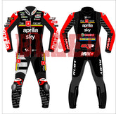 Maverick Vinales Aprilia British GP 2024 MotoGP leather racing suit front view