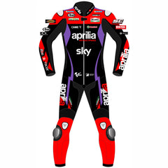 Maverick Vinales Aprilia Racing 2024 MotoGP leather racing suit back view