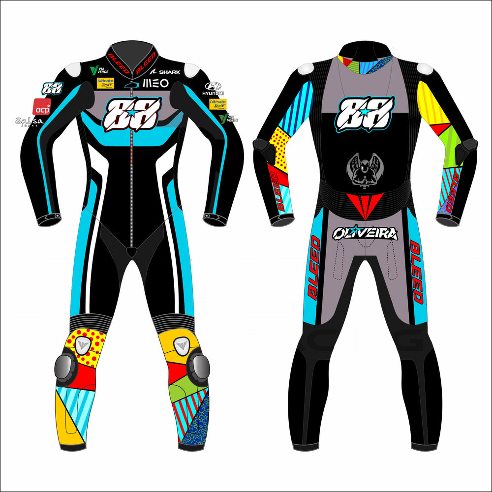 Miguel Oliveira Aprilia Winter Test 2023 MotoGP leather racing suit front view