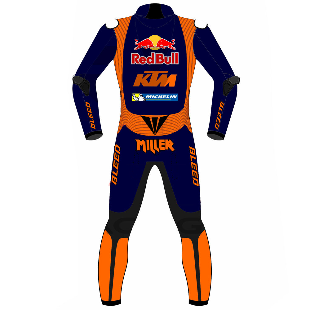 Jack Miller Red Bull KTM 2023 MotoGP leather racing suit detail view