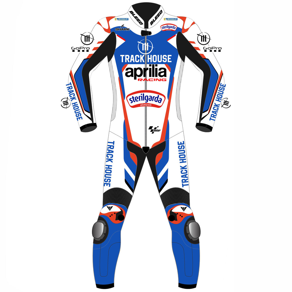 Raul Fernandez Aprilia Trackhouse 2024 MotoGP leather racing suit back view