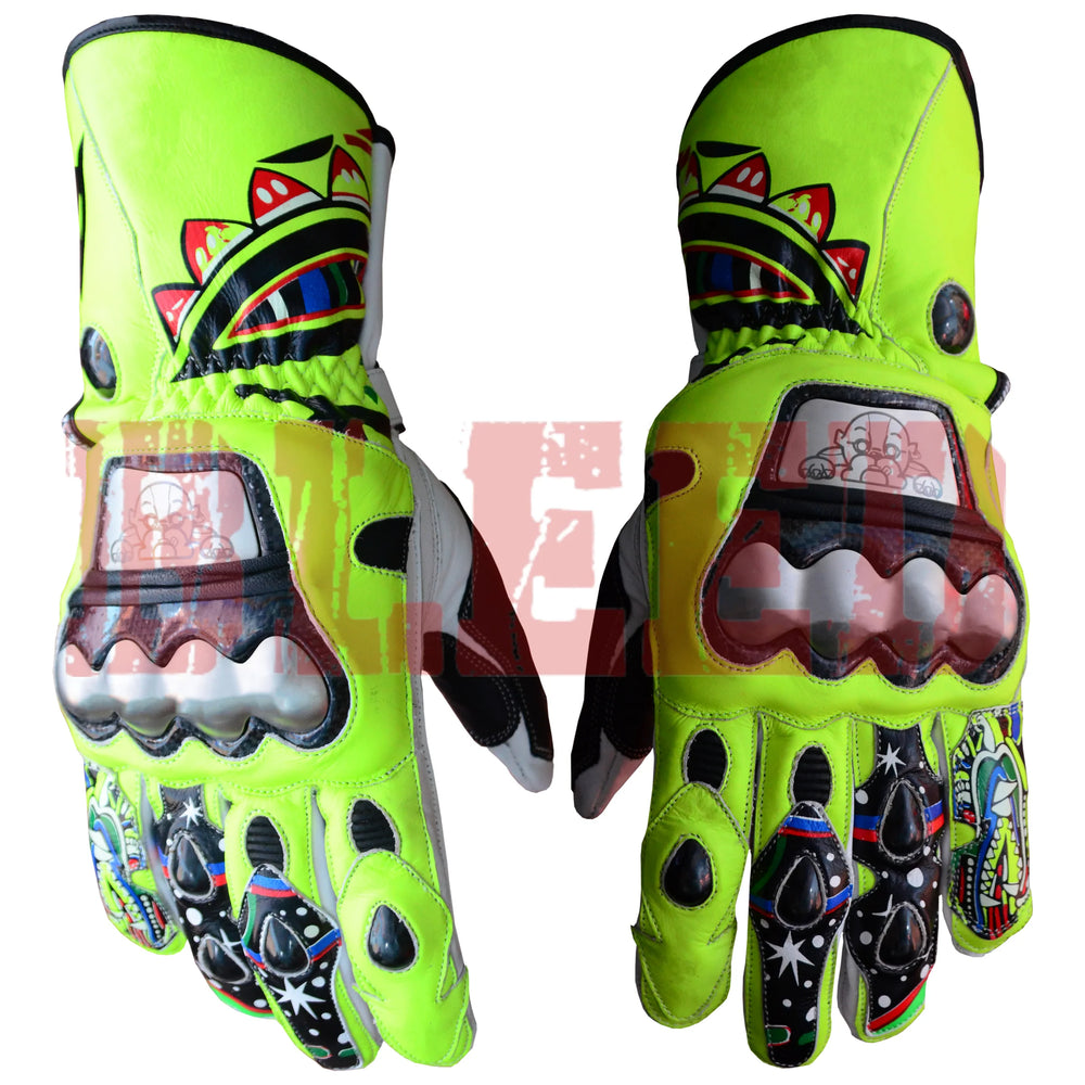 Valentino Rossi Yamaha 2009 motorbike leather racing gloves back view