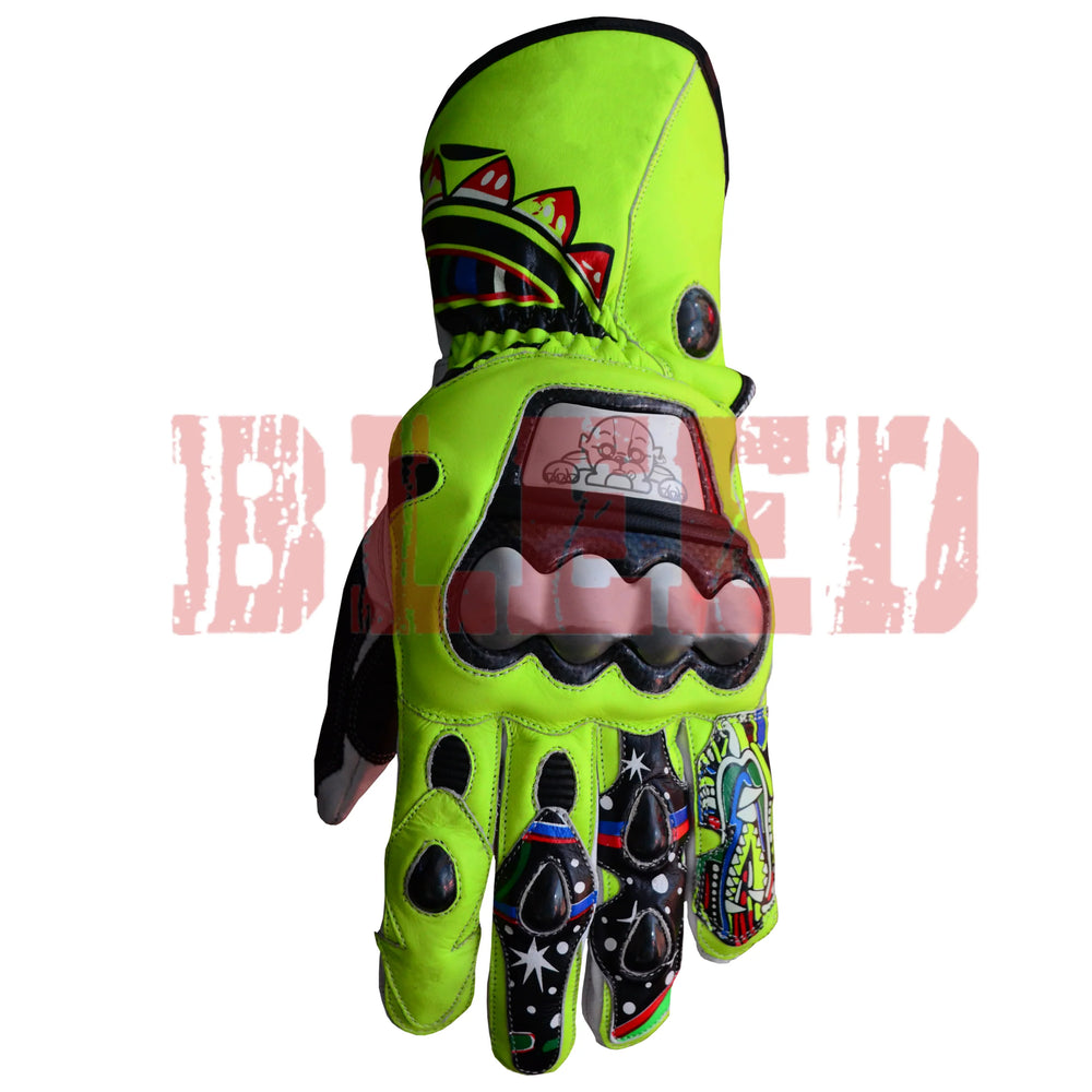 Valentino Rossi Yamaha 2009 motorbike leather racing gloves palm view