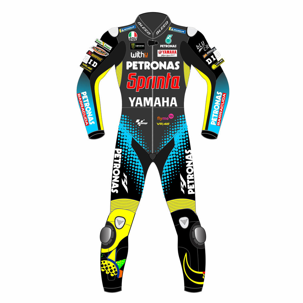 Valentino Rossi Petronas Yamaha 2021 MotoGP leather racing suit back view