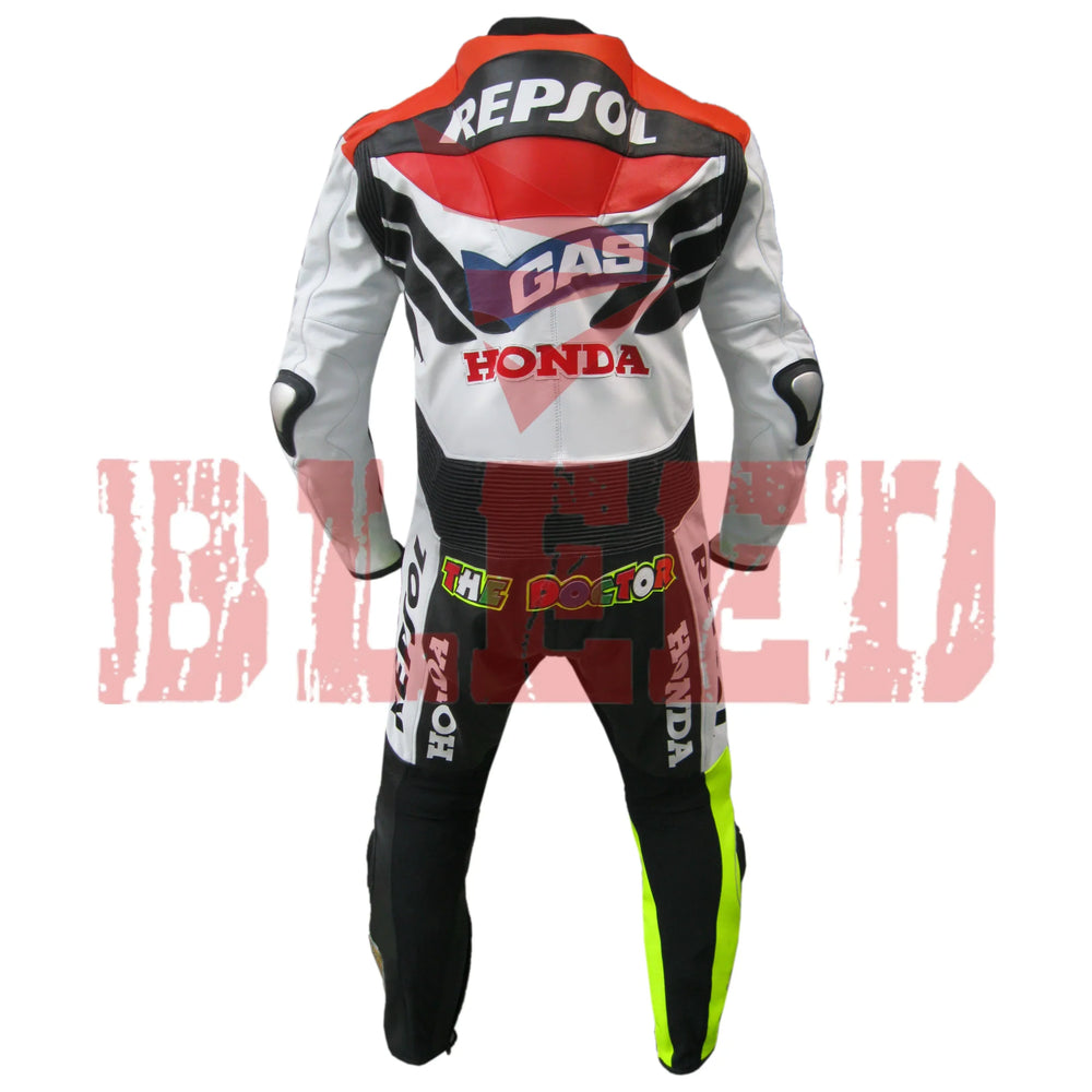 Repsol Motorbike Racing Leather Biker Suit Back View