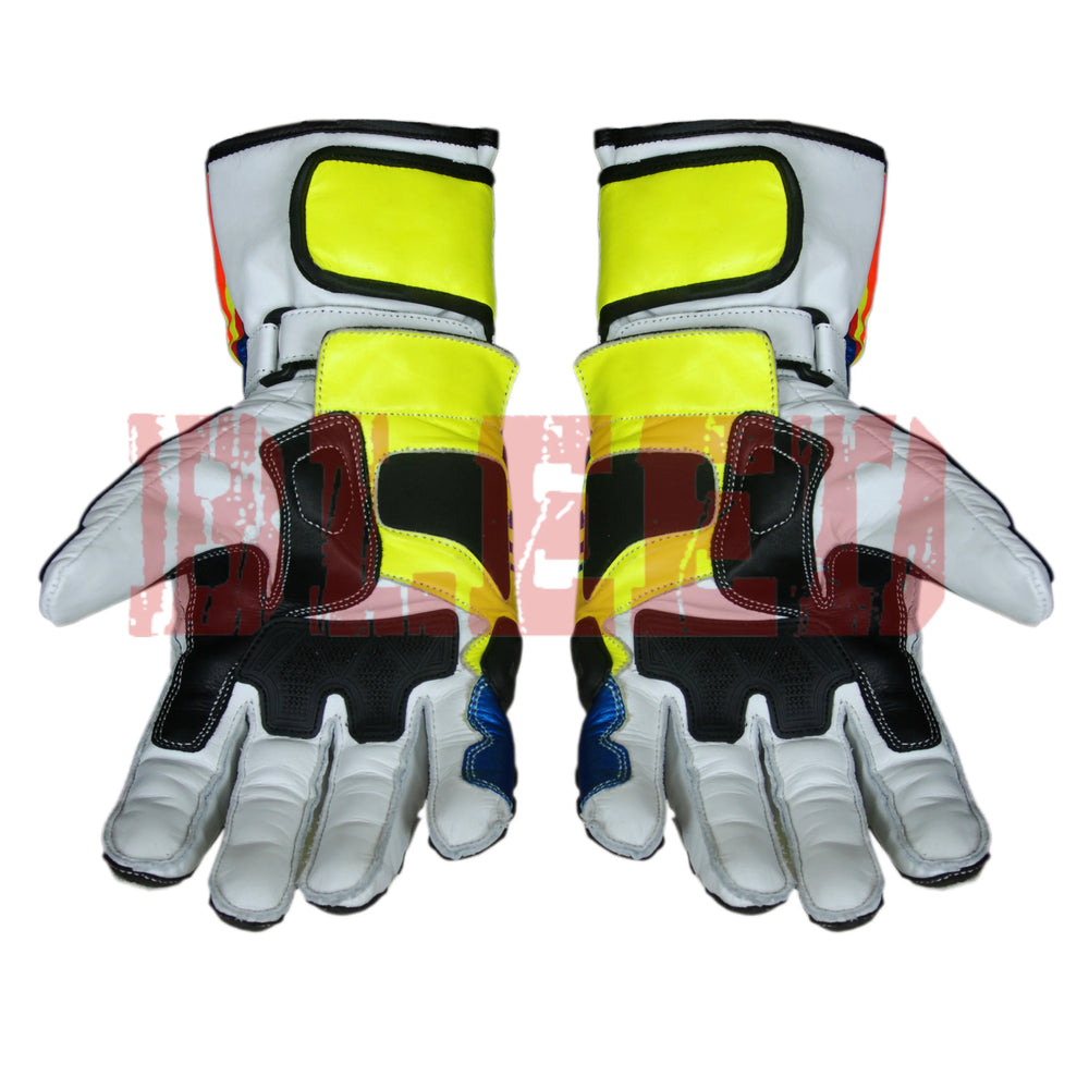 Valentino Rossi classic motorbike leather racing gloves palm view