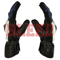 Yamaha men motorcycle leather racing gloves wrist view