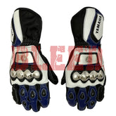 Yamaha men motorcycle leather racing gloves front view