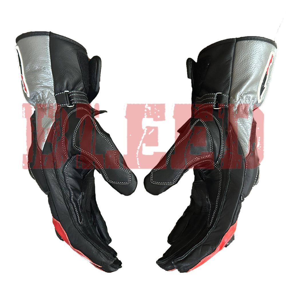 Aprilia RSV4 motorbike leather racing gloves back view
