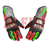 Aprilia RSV4 motorbike leather racing gloves front view