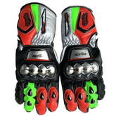 Aprilia RS4 MotoGP leather racing gloves front view