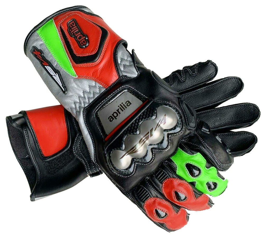 Aprilia RS4 MotoGP leather racing gloves palm view